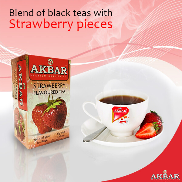 AKBAR Premium Quality Tea STRAWBERRY FLAVOURED TEA 20 Bags US Seller Import