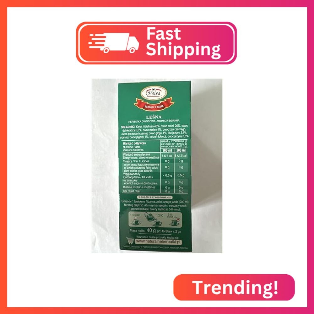 Malwa Herbata Owocowa – Lesna (Forest Fruit Tea), Poland, Pack of 3, 40 g