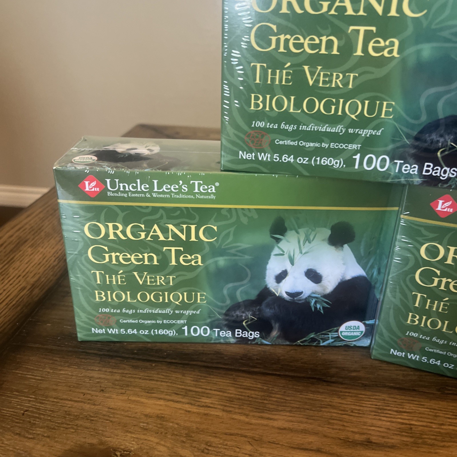 3-Uncle Lee’s Tea Organic Green Tea 100 Bags Each -Lot Of 3 Boxes Exp 6/2029