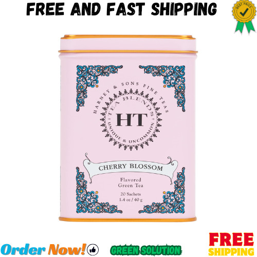 Harney & Sons Caffeinated Blossom Green Tea Tin Sachets 20 Count (Pack of 1)
