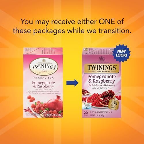 2 Packs – Twinings Pomegranate & Raspberry Herbal Tea Bags – 20 Count
