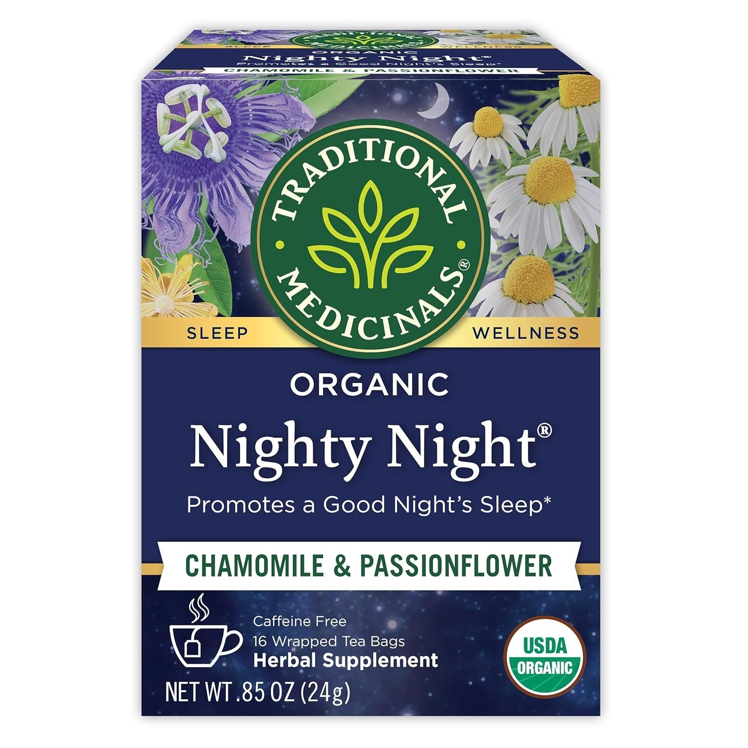 NIGHTY NIGHT CHAMOMILE & PASSIONFLOWER 16 TEABAGS ORGANIC! RELAX/ GOOD SLEEP!
