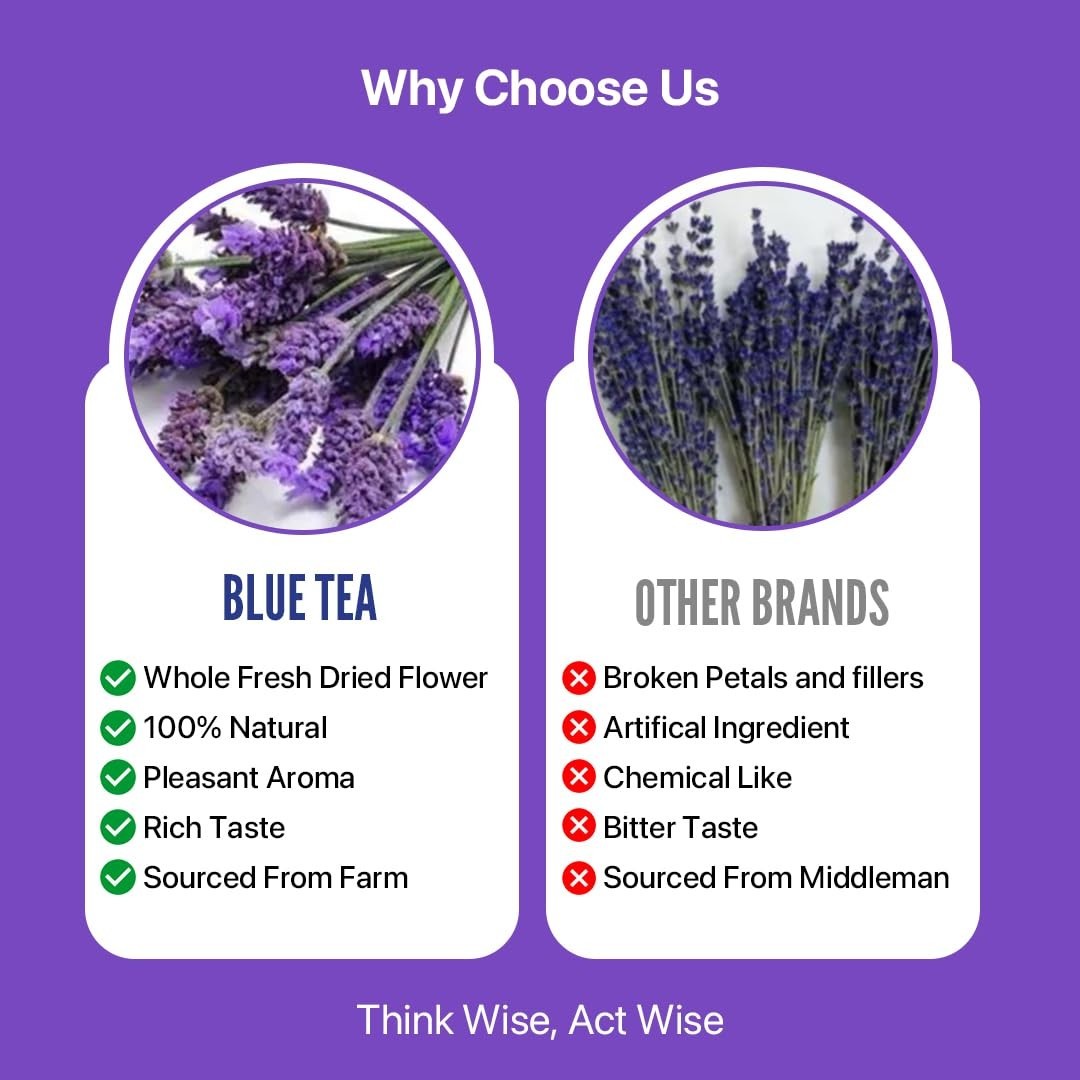 BLUE TEA – Lavender Herbal Tea, 1 Oz 30 Cups, 100% Natural Flower Buds, FREESHIP