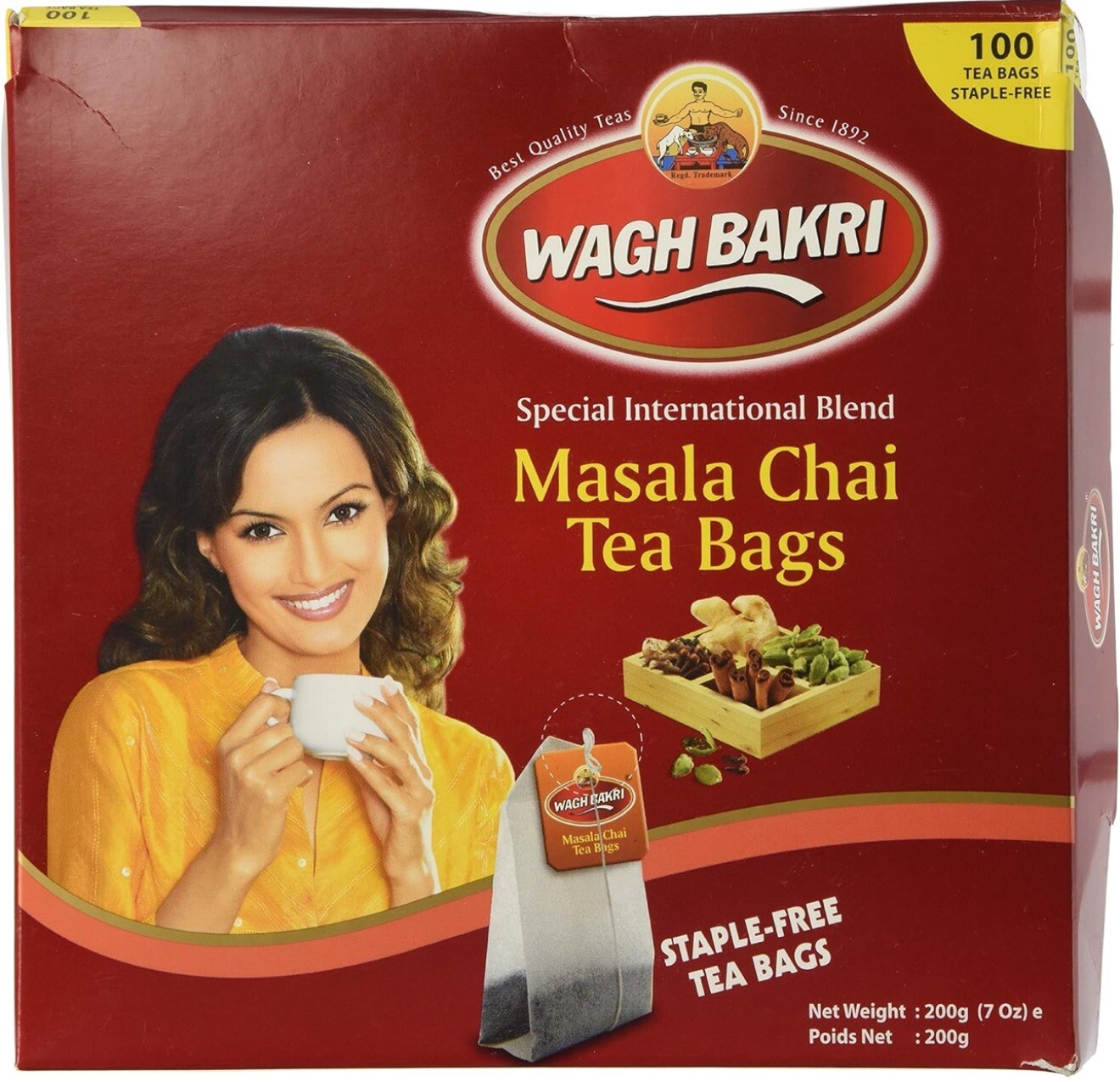 Wagh Bakri Masala Chai 100 Masala Chai Tea Bags- USA Seller