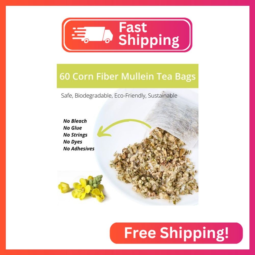 60 Mullein Leaf Tea Bags for Lungs, VitalForest 100% Pure Mullein Mullins Detox