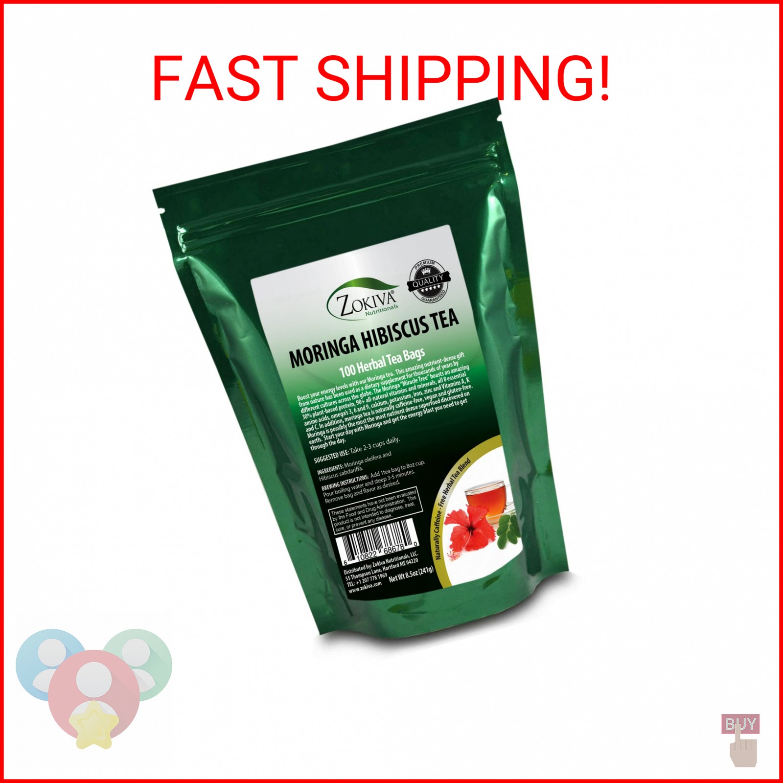 Zokiva Nutritionals – Moringa Hibiscus Tea 100 Bags With Premium Organic Moringa