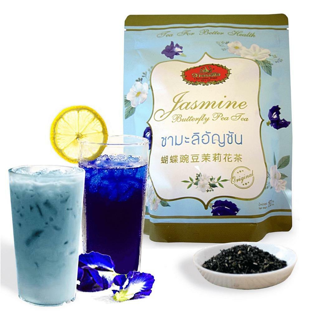 Number One ChaTraMue Hand Brand Jasmine Butterfly Pea Green Tea 5.29 Oz. (150 g)