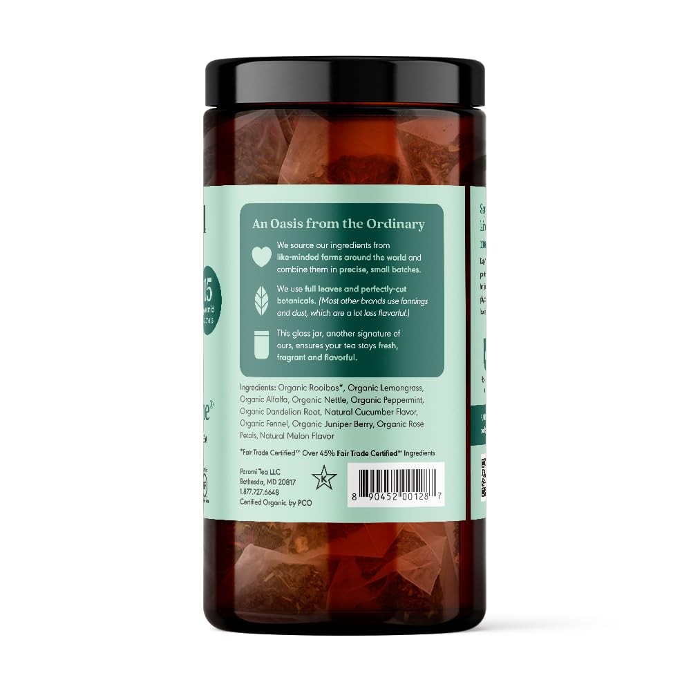 Organic Herbal Tea Pyramid Sachets in Glass Jar 15 Count Pack of 6