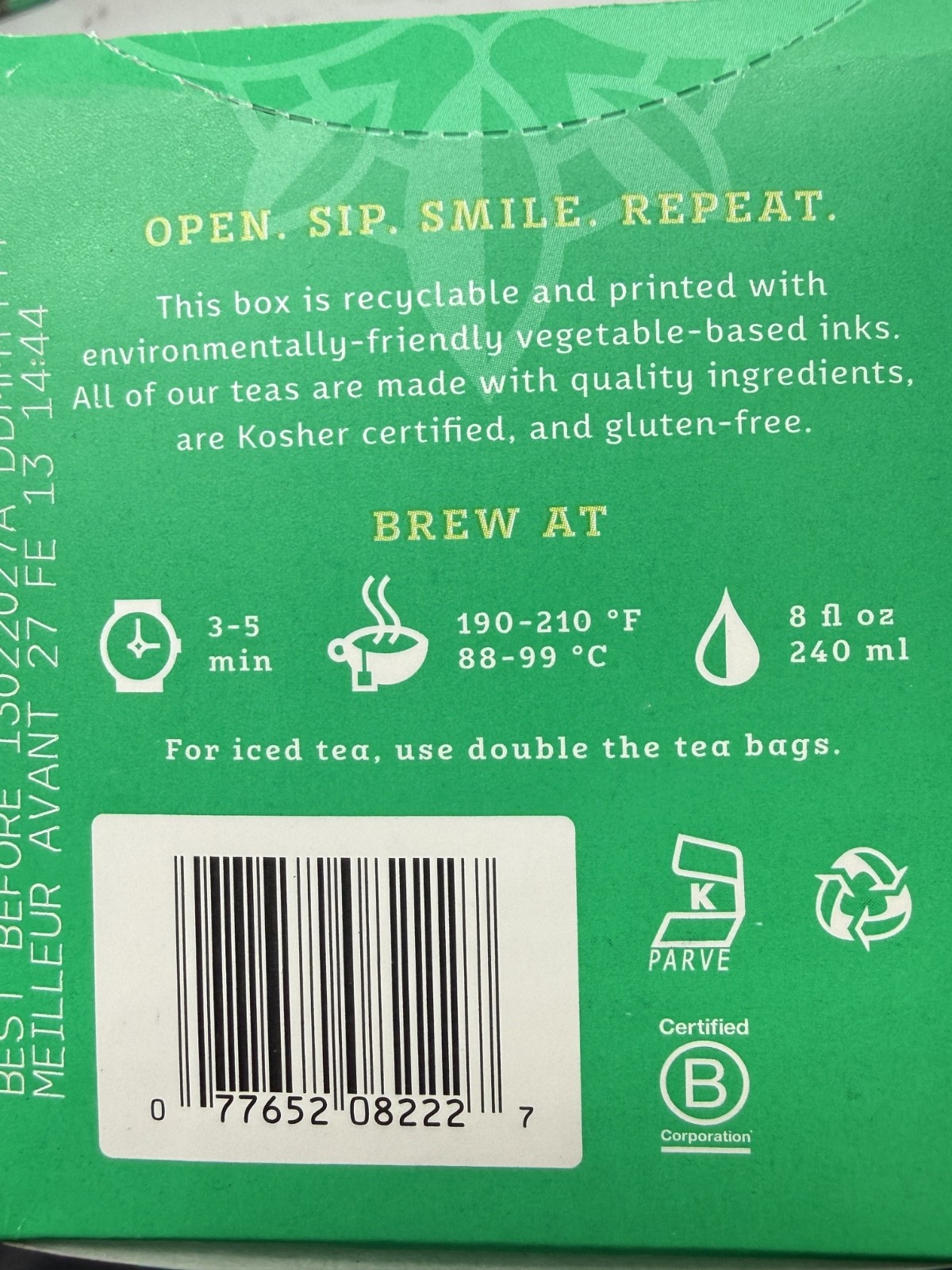 6 Boxes of 20 Stash Peppermint Herbal Tea Bags, Caffeine Free, EXP: 02/13/2027