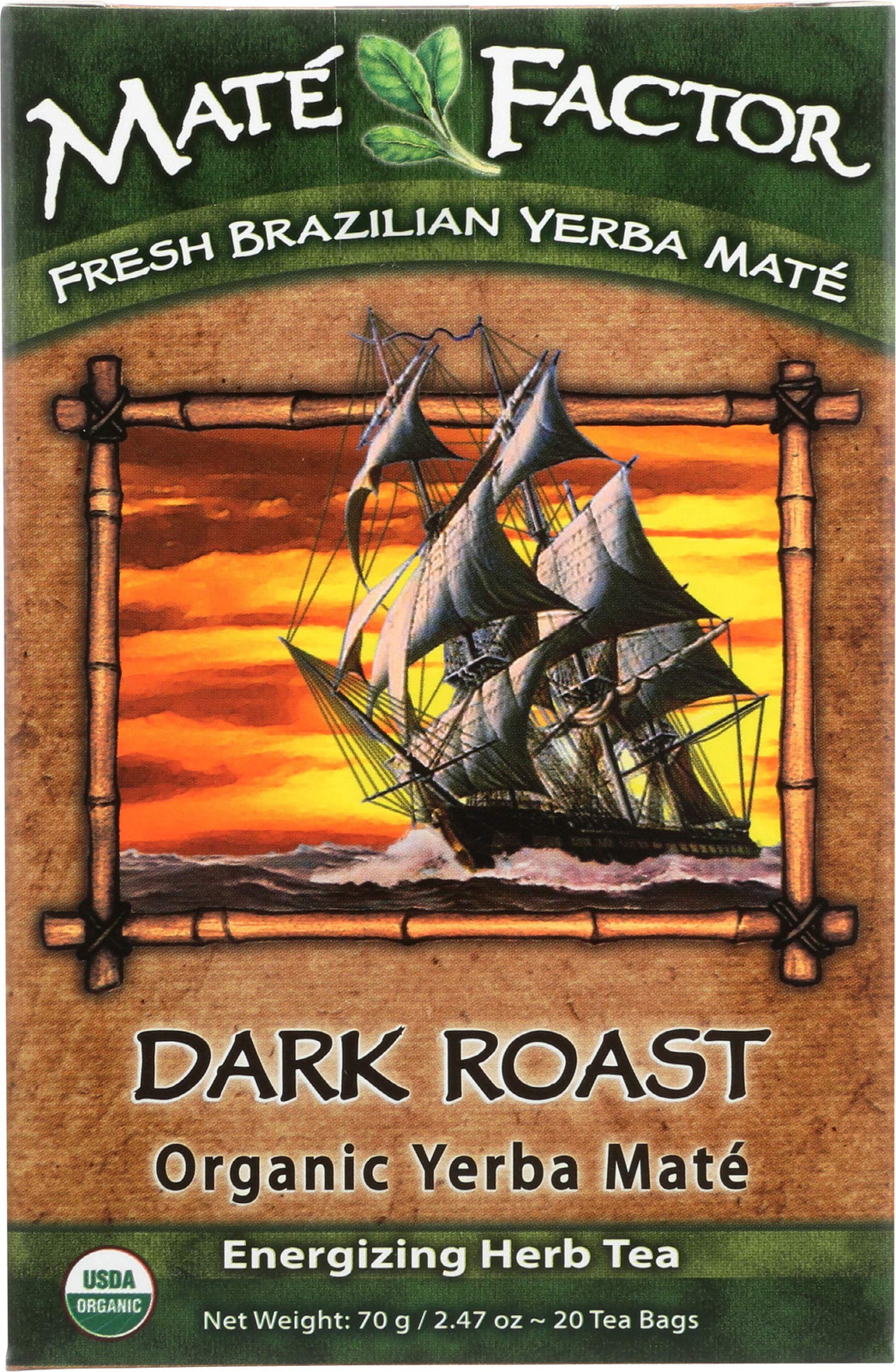 20 Count Organic Yerba Mate Dark Roast Tea Bags by The Mate Factor