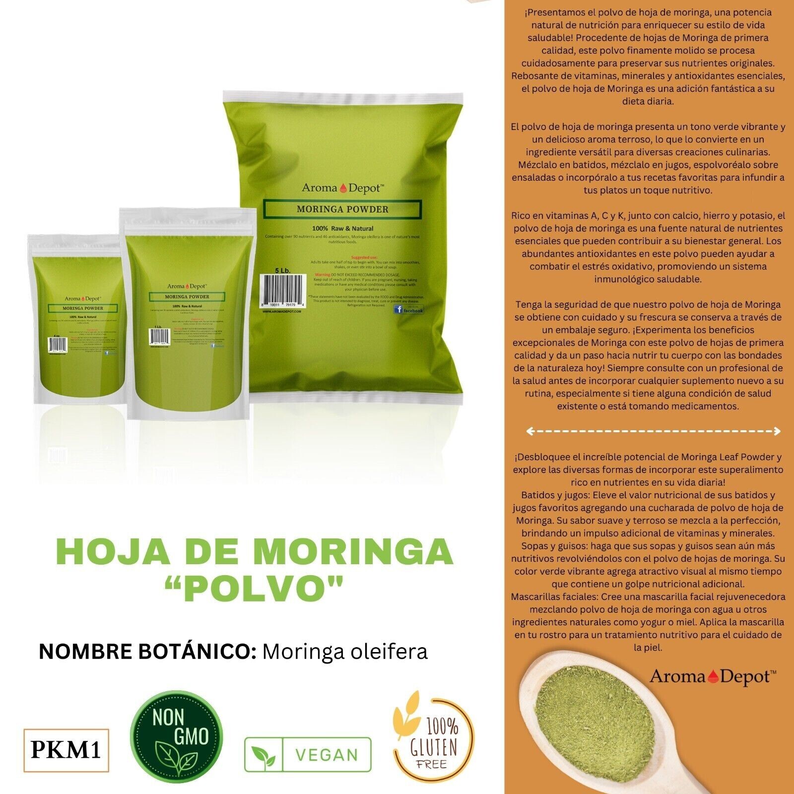 Moringa Leaf Powder 3 lbs. (x3 Individual -1lb) 100% Pure Natural oleifera 3PACK