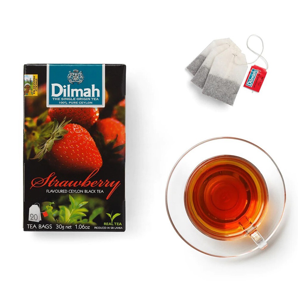 Dilmah Strawberry Flavored Ceylon Black Tea – 20 Tea Bags X 6 Packs