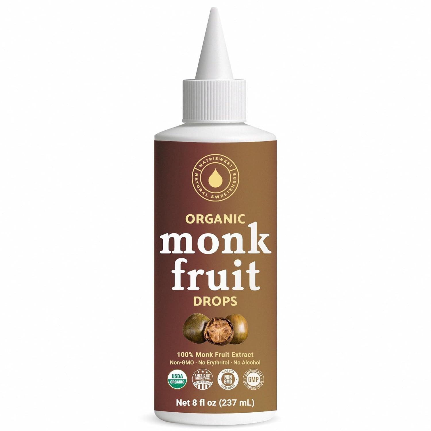 Organic Monk Fruit Liquid Sweetener Drops, 100% Pure Extract, Zero Sugar & No…