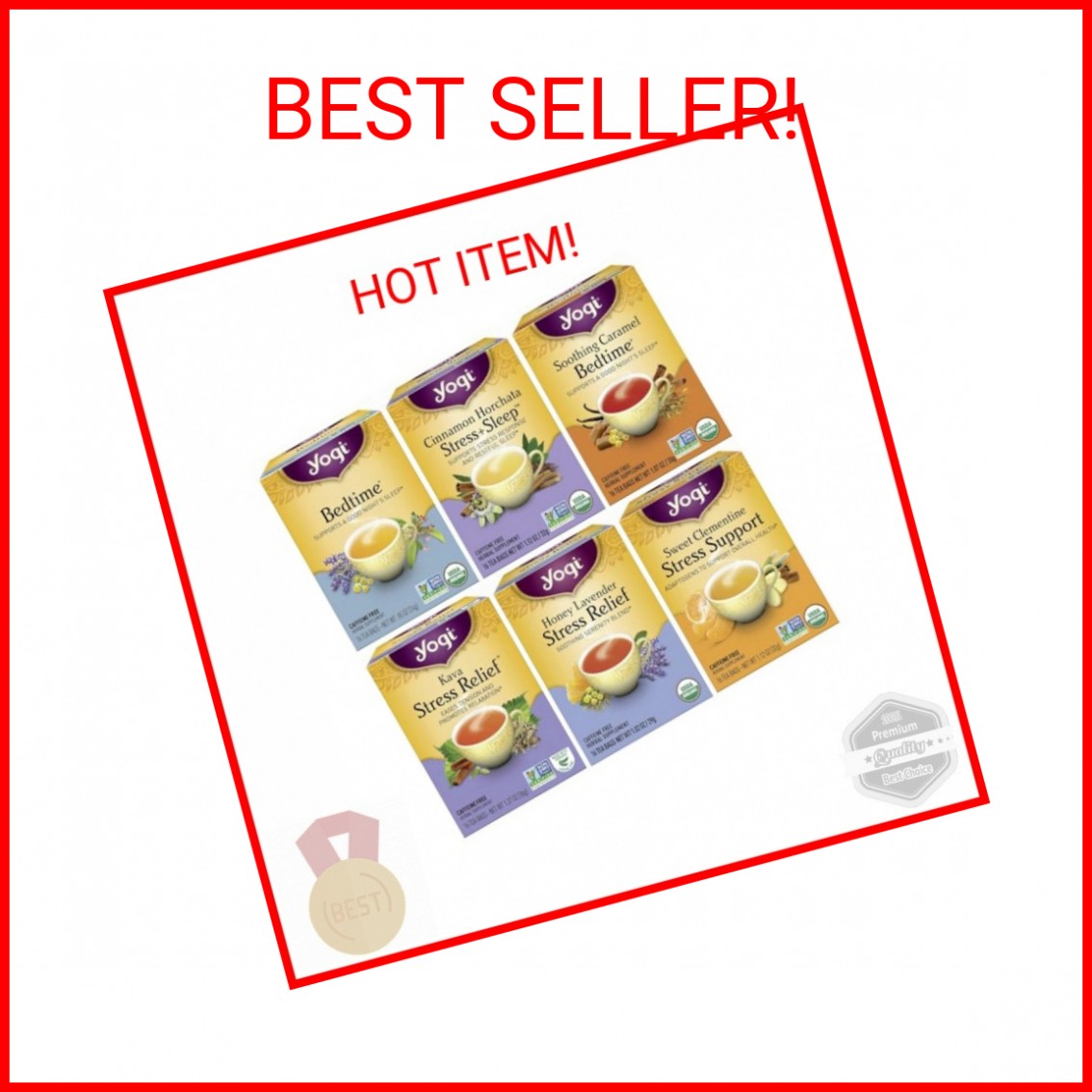Yogi Tea Stress Relief & Herbal Tea Variety Pack – 16 Bags per Pack (6 Packs) –