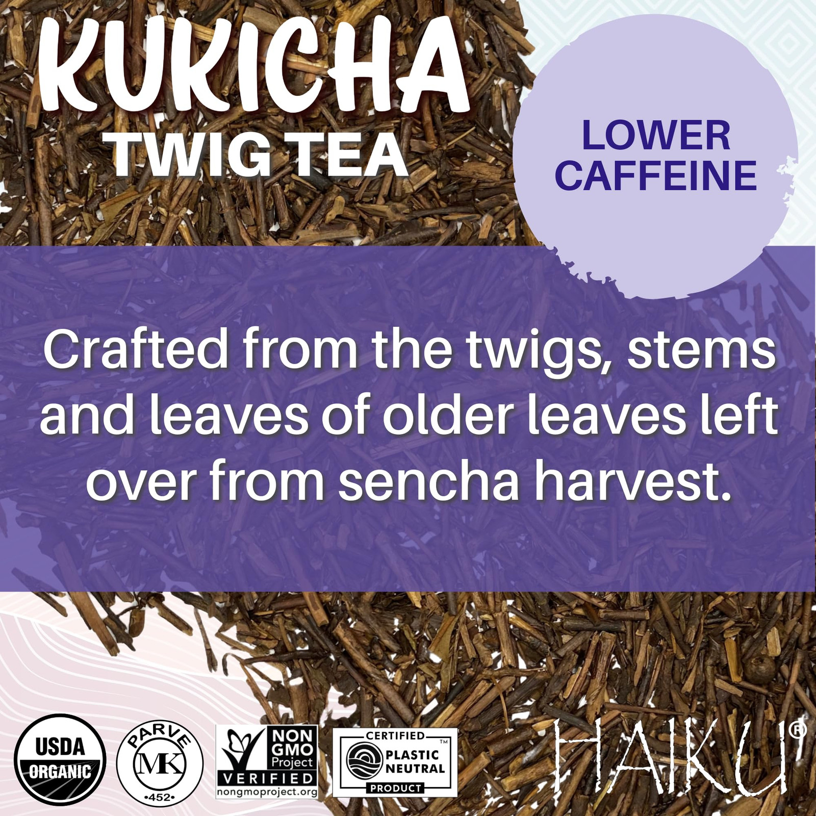 Organic Japanese Kukicha Twig Tea 16 Count Low Caffeine Hot Cold Beverage