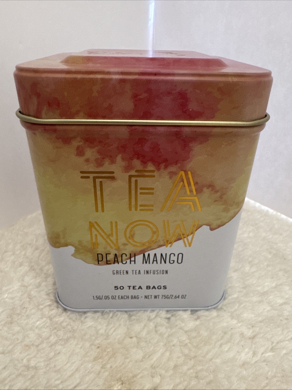 Tin 50 Tea Pcs Green Te With Peach Mango Flavor Package