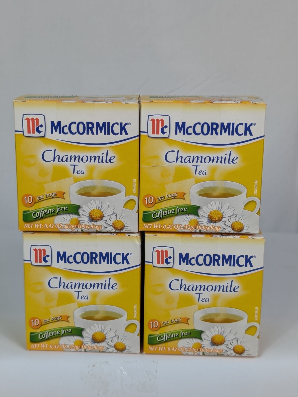 Lot Of 4 Boxes McCormick Chamomile Tea 10 Bags Caffeine Free .42oz bb 1-9-25