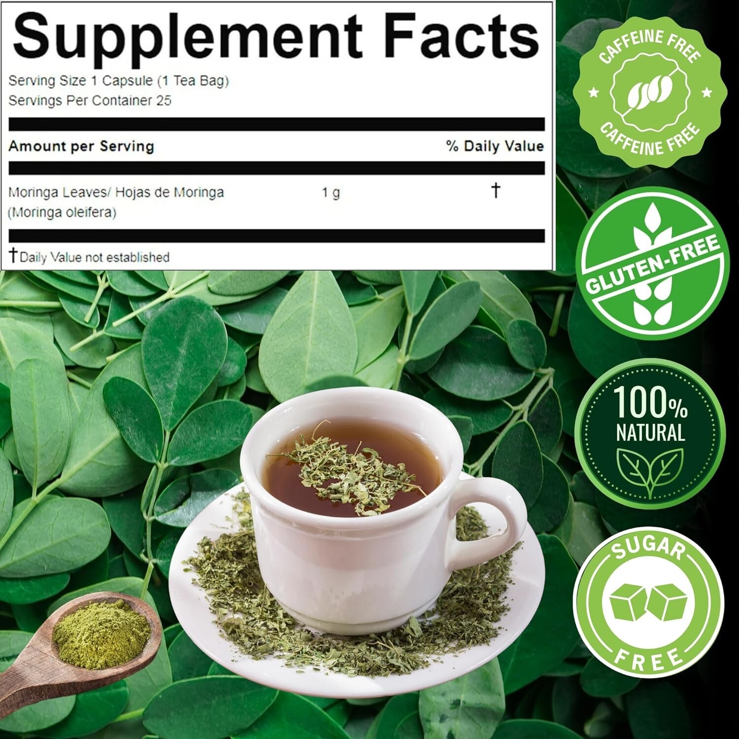 Moringa 25 Herbal Tea Bags all-natural Moringa Leaf from Peru