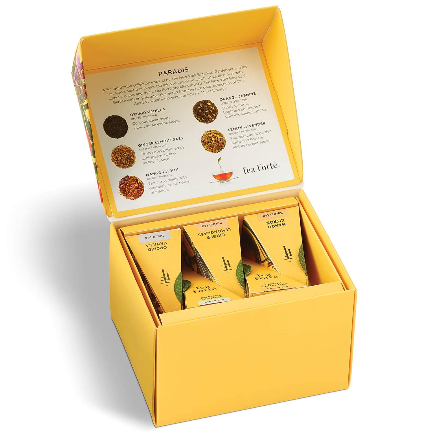 Paradis 3-Piece Premium Tea Gift Set with Mango Yellow Cafe Cup with Lid, Tea…