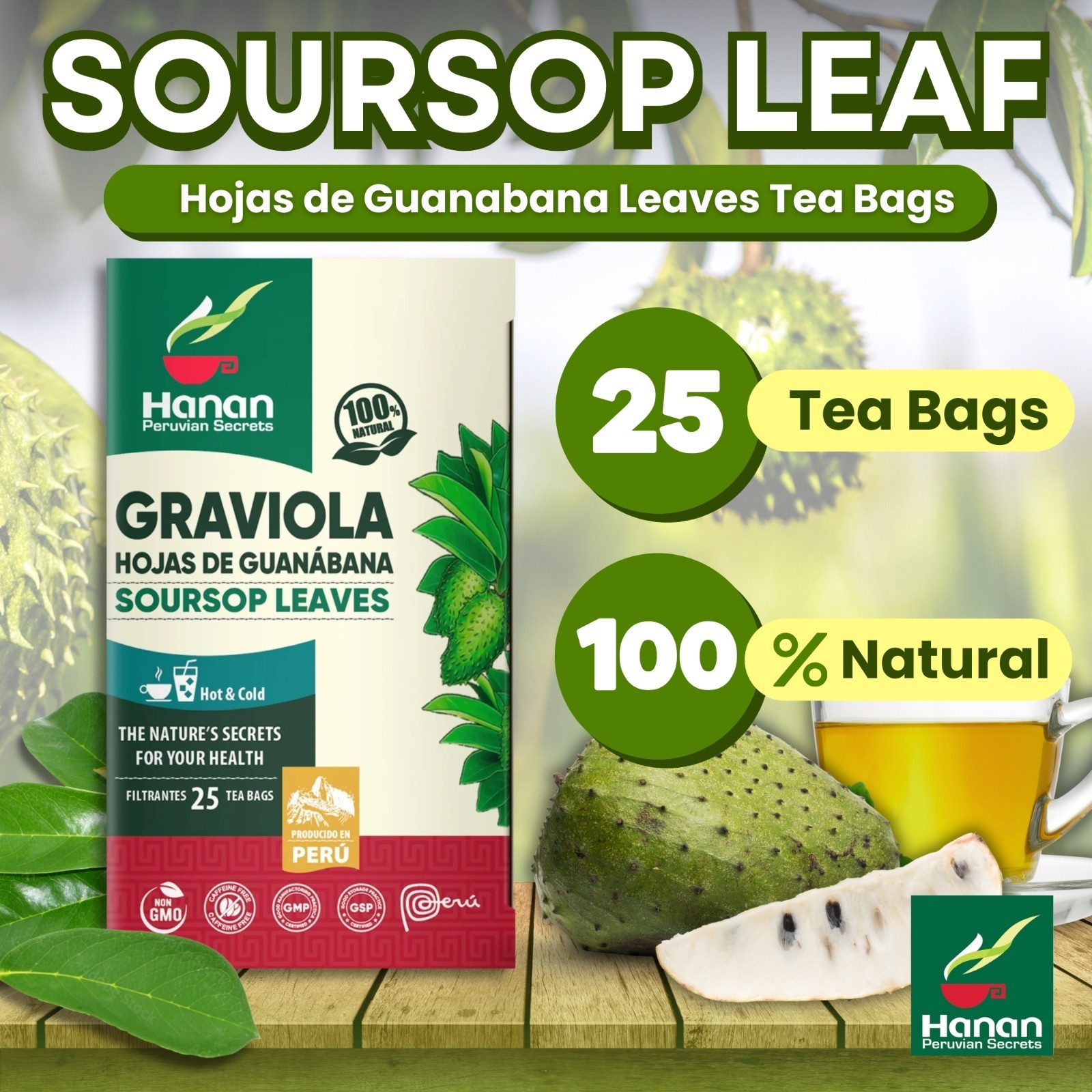 Soursop Tea Bags 100% Natural Hojas de Guanabana Leaves Graviola Tea from Peru