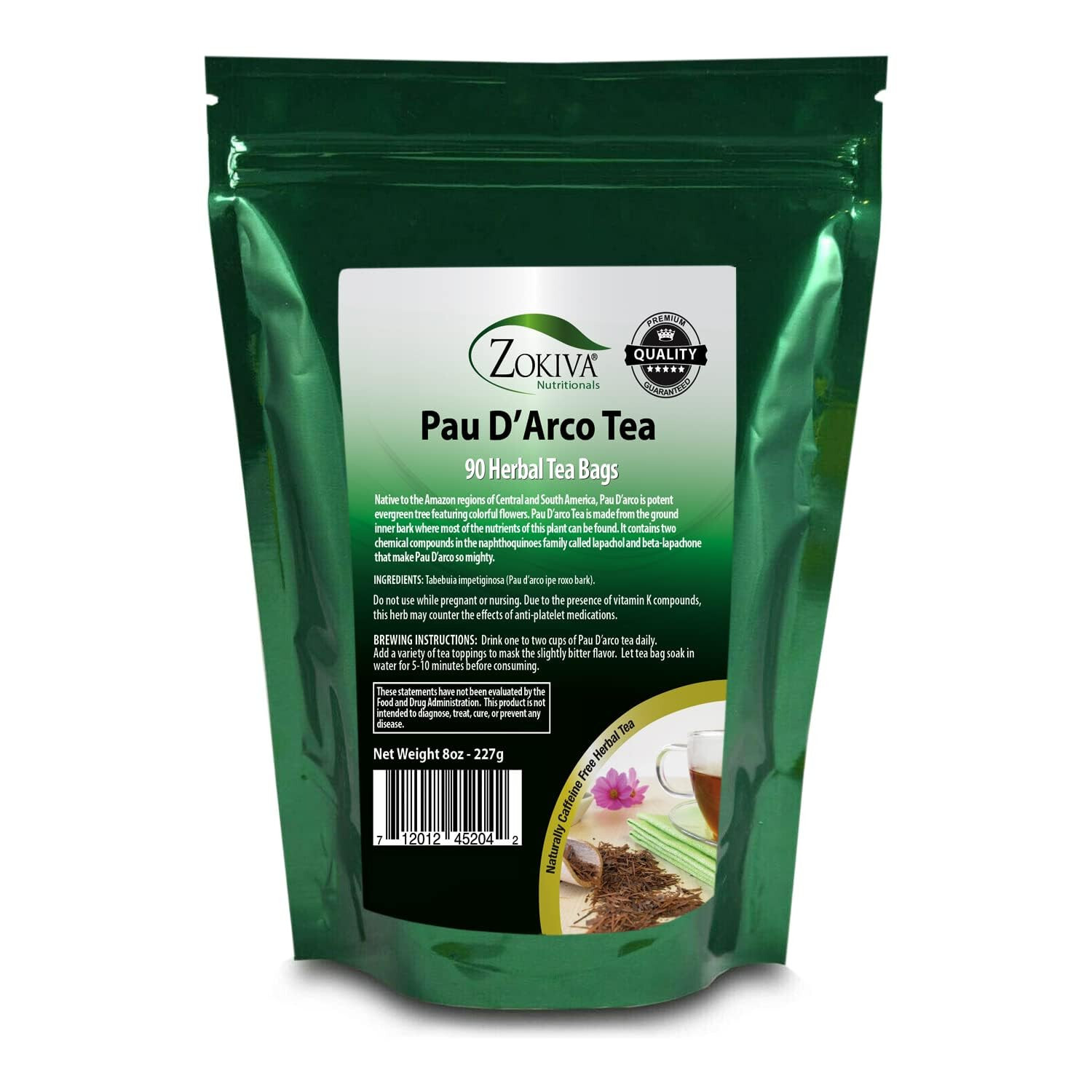 Pau D’Arco Tea Bags Mega Pack 90 All-Natural – Caffeine-Free, Herbal Tea Bags