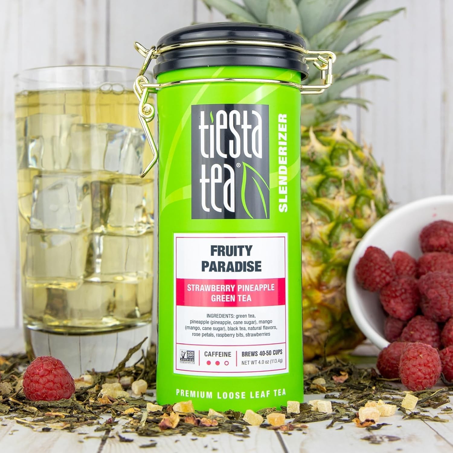 Fruity Paradise, Loose Leaf, Strawberry Pineapple Green Tea, Blend, Medium C…