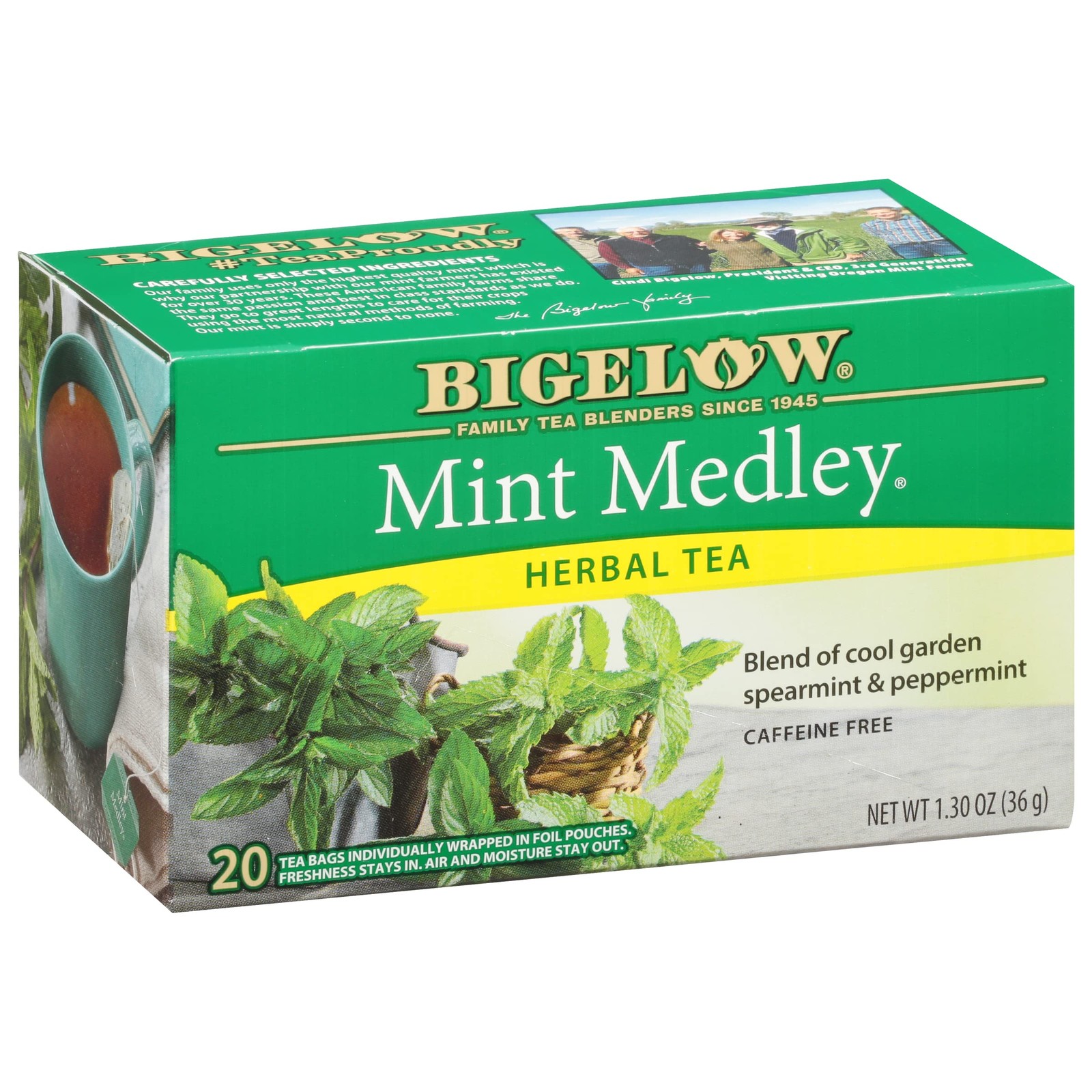 Mint Medley Herbal Tea Bags, Caffeine Free, 20 Count Box, Pack of 6