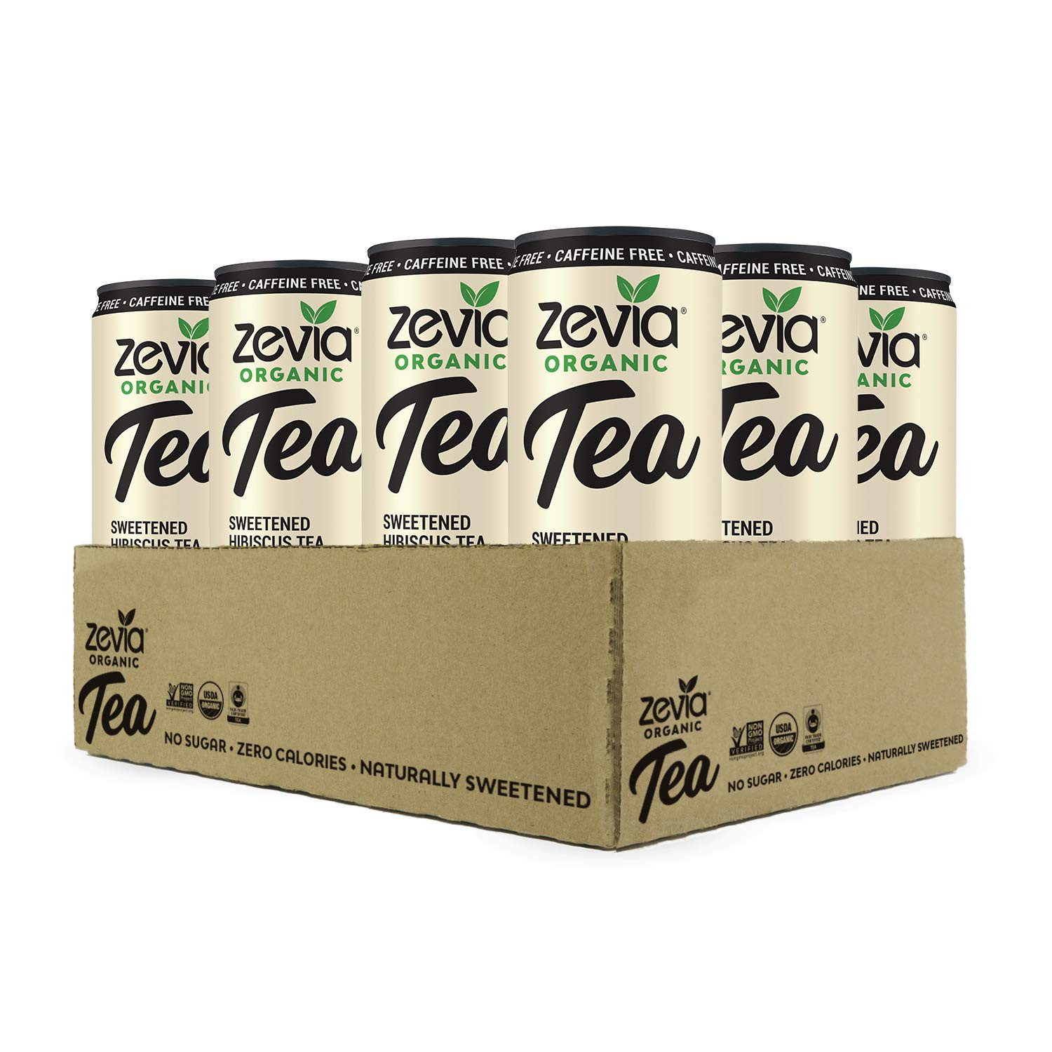 Zero Sugar Tea, Hibiscus Tea with Passionfruit Caffeine Free, 12 oz Cans (12-Pac