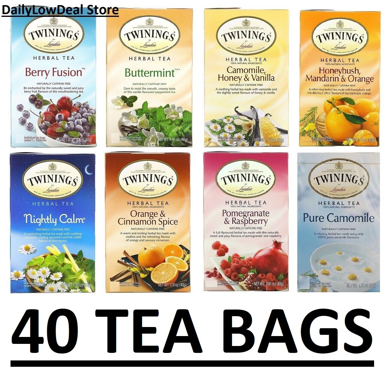 Twinings Herbal Tea Bags – 40 Individually Wrapped Tea Bags – Choose A FLAVOR