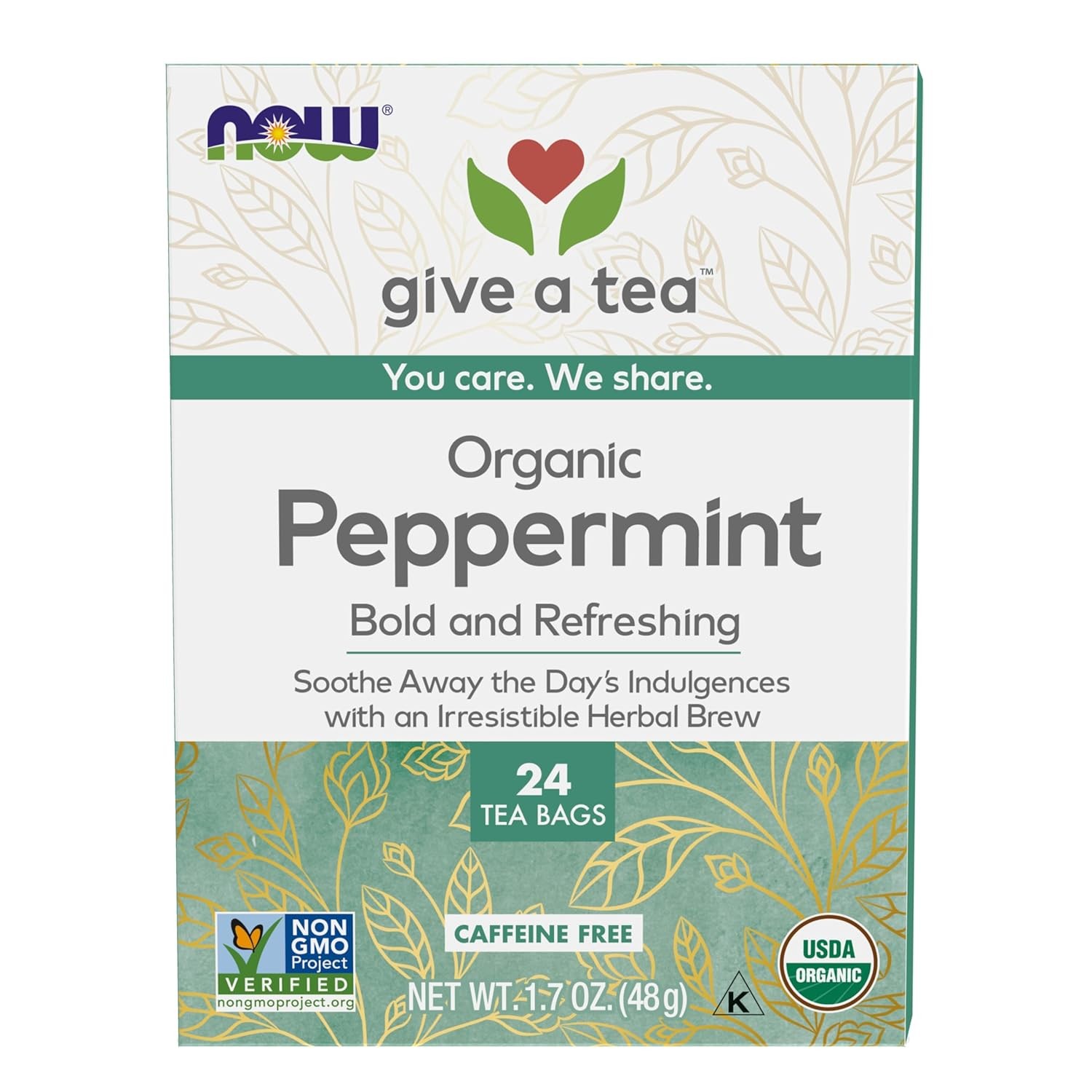 Organic Peppermint Tea 24 Bags By Now Foods EXP: 1/2027
