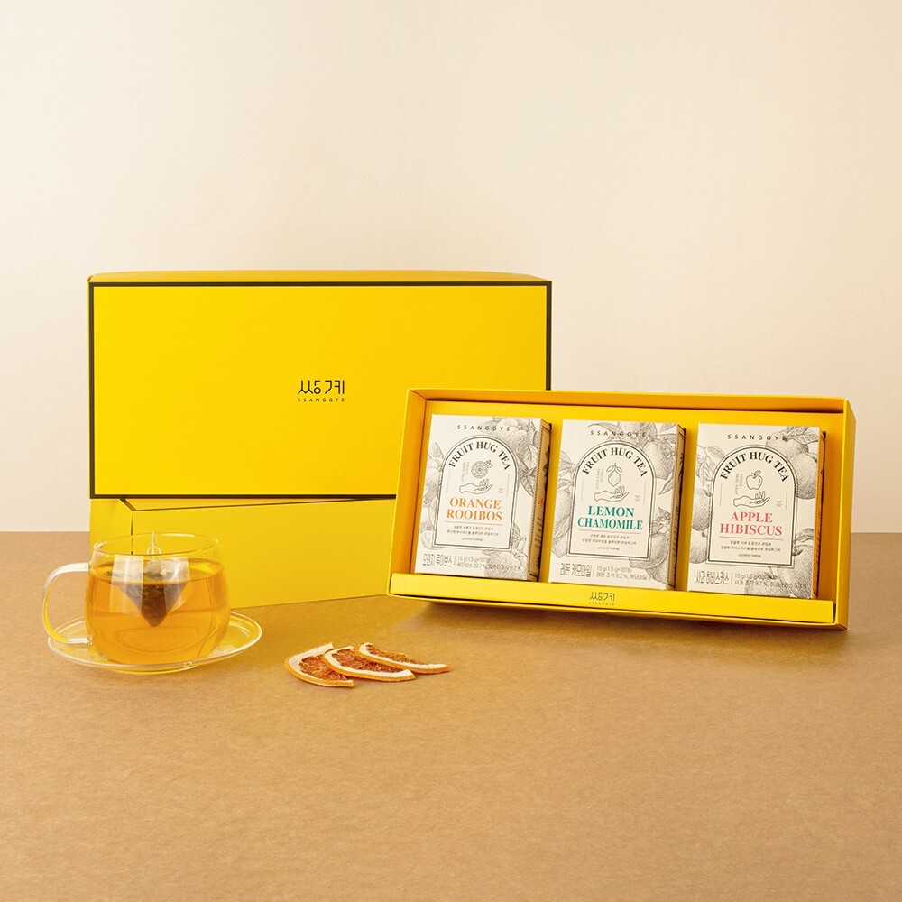 Ssanggye Tea Gift Set / dried Fruit Hug 30 Tea Bags, Apple /Lemon /Orange