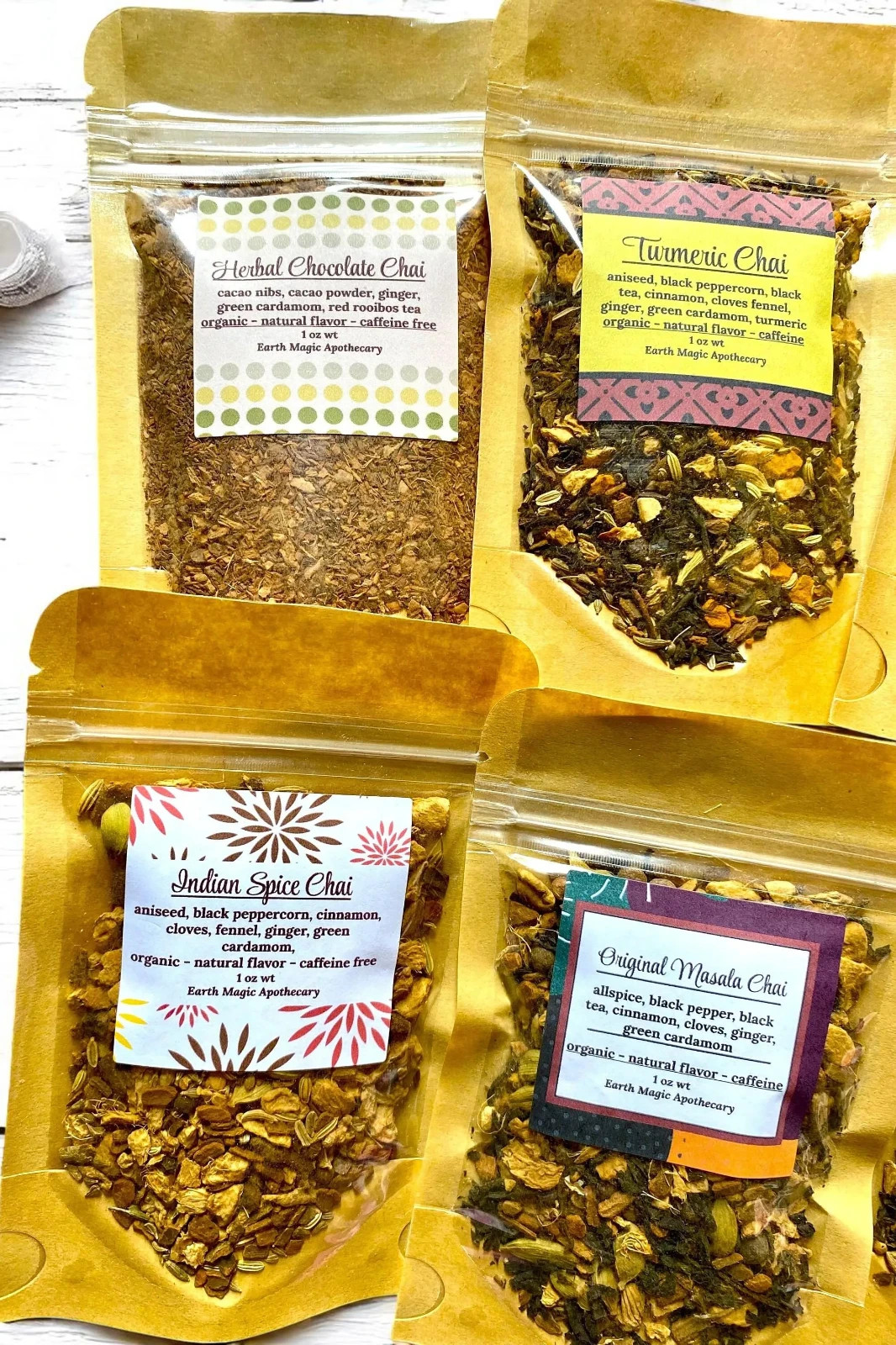 6 Sampler Gift Chai Pack Tea Infuser Organic Spice Chai Blends Masala Handmade