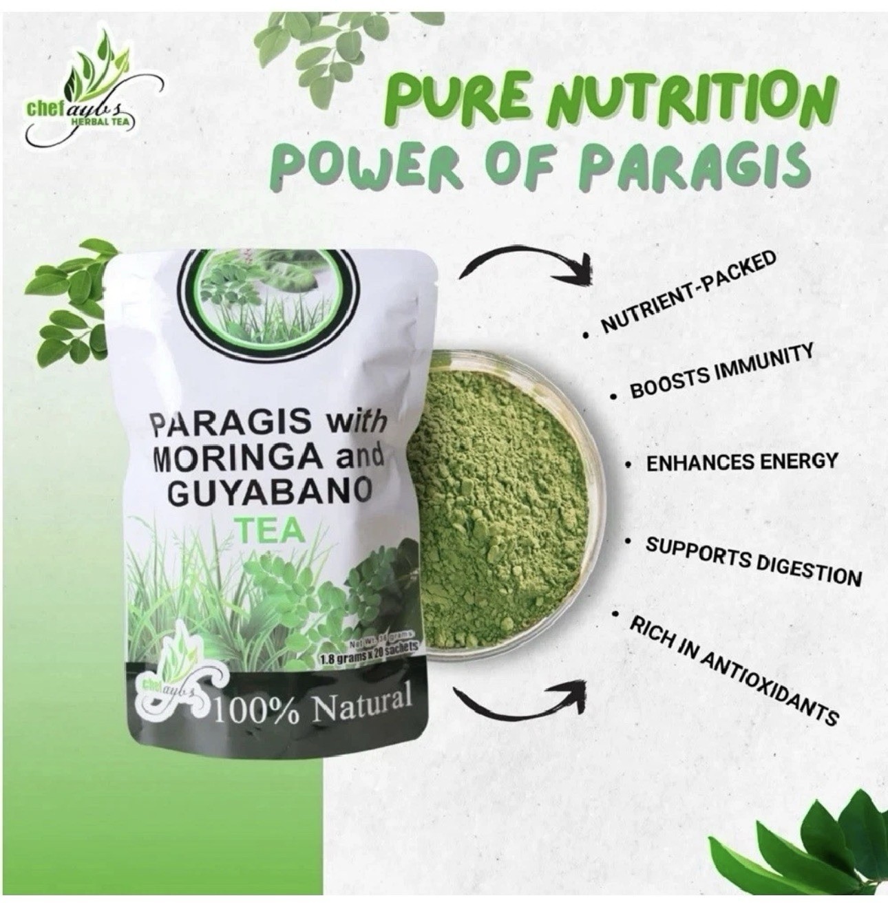 Chef Ayb’s Paragis (Goose Grass) Herbal Tea – 100% Natural, Caffeine-Free Herbal