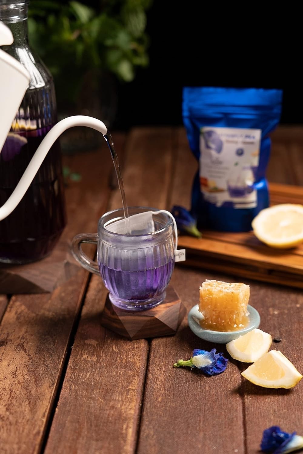 Family Share-6 Pack Hot Brew Butterfly Pea Honey Lemon 25 Bags 1.76oz Thai Tea