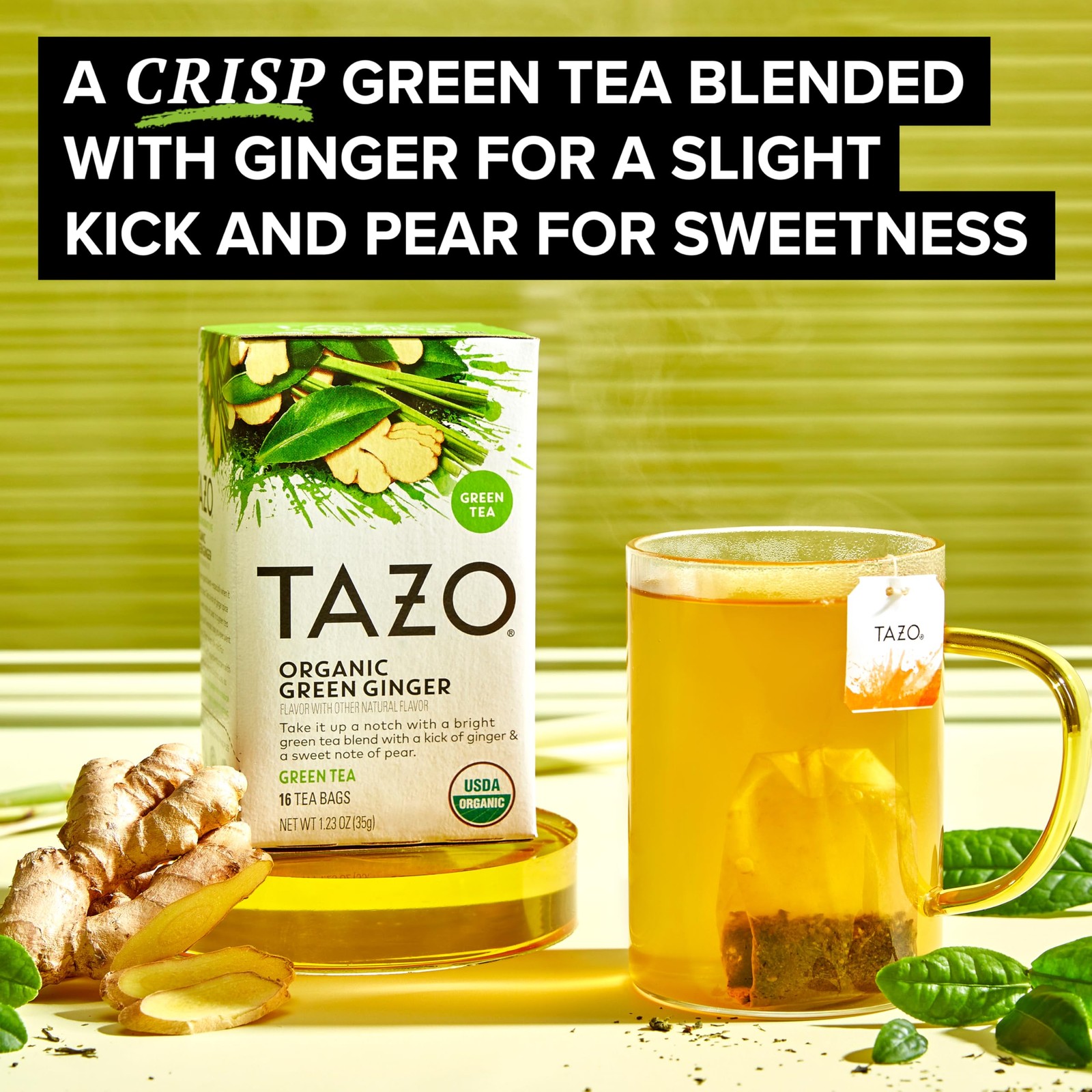 TAZO Organic Green Tea, Ginger, 96 Total Tea Bags (16ct – 96