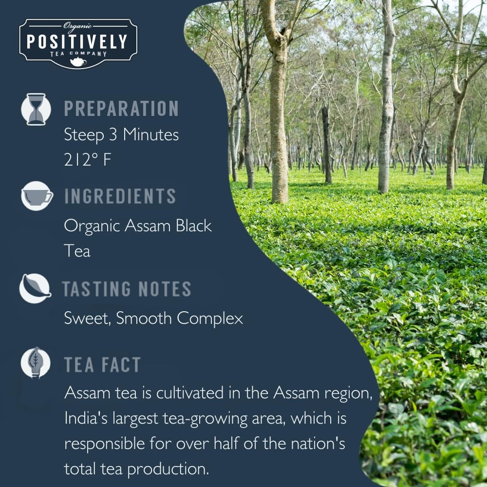 Organic Positively Tea Company, Assam TGFOP Black Tea, 1 Pound (Pack of 1)