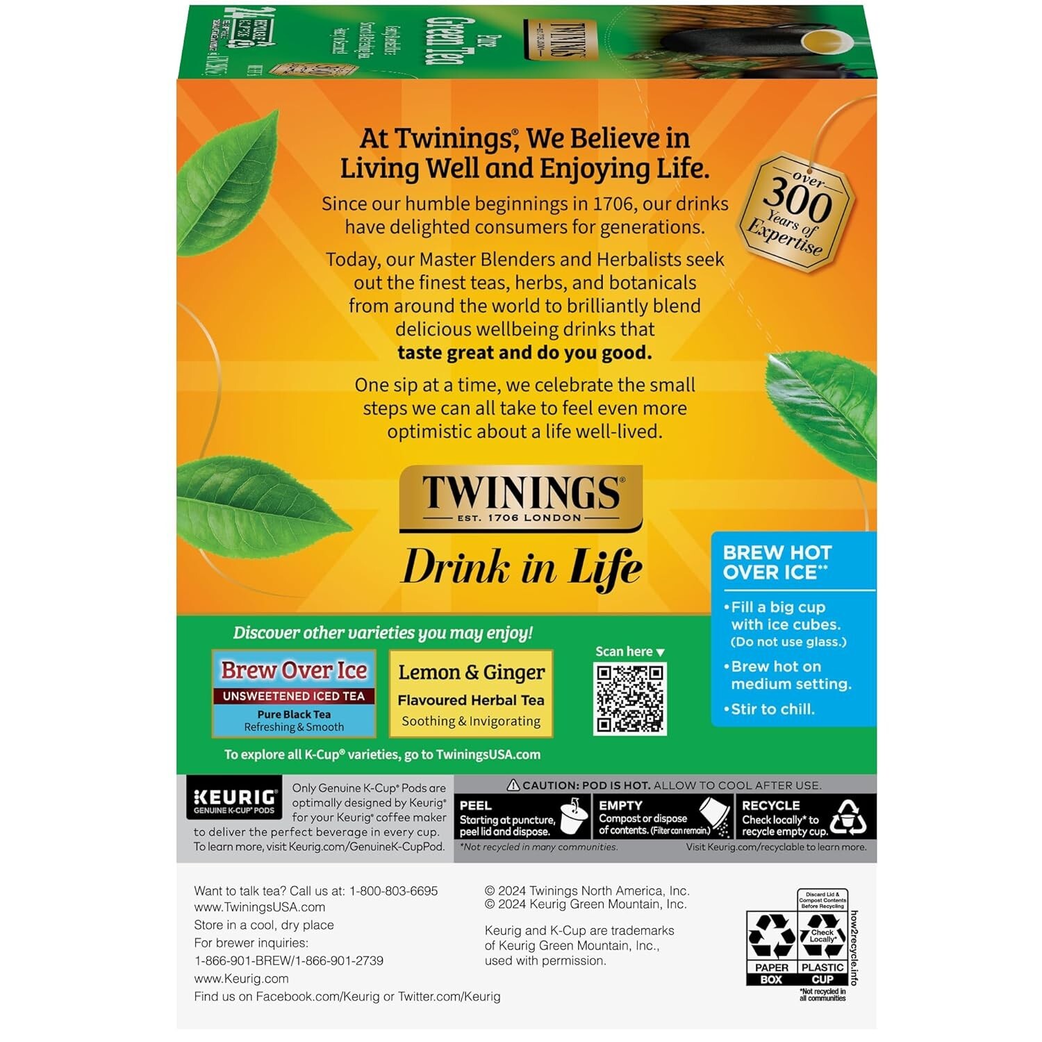 Twinings of London PURE GREEN TEA 12 Count K-Cup Pods Keurig ** BB 5/2027 **