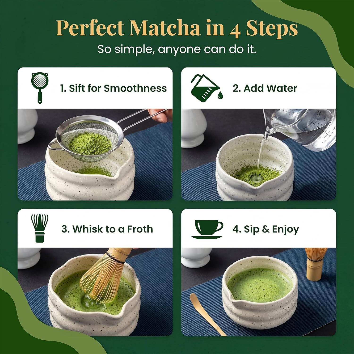 ® MATCHA WHISK SET PREMIUM 11Pcs – Professional Matcha Kit Set with Matcha Bowl,