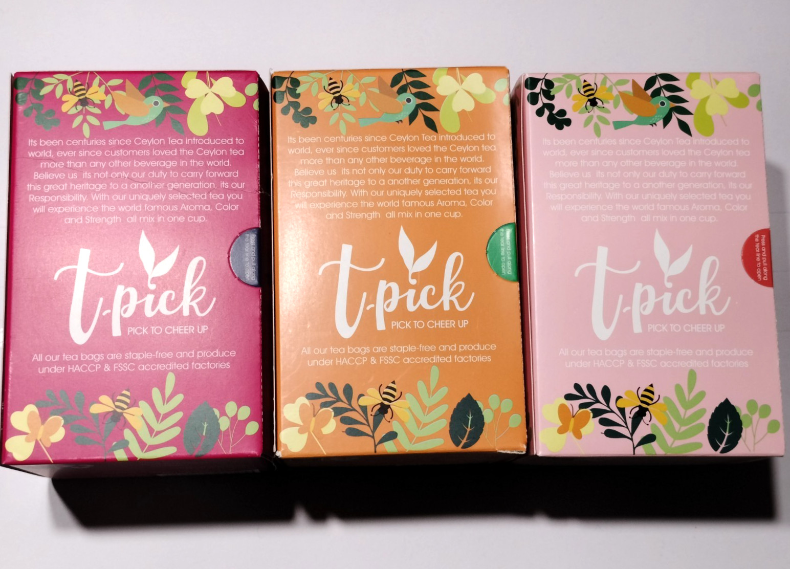 Lot of 3 Boxes T-PICK Green Ceylon Tea Strawberry Kiwi, Black Mango, Berry Boost