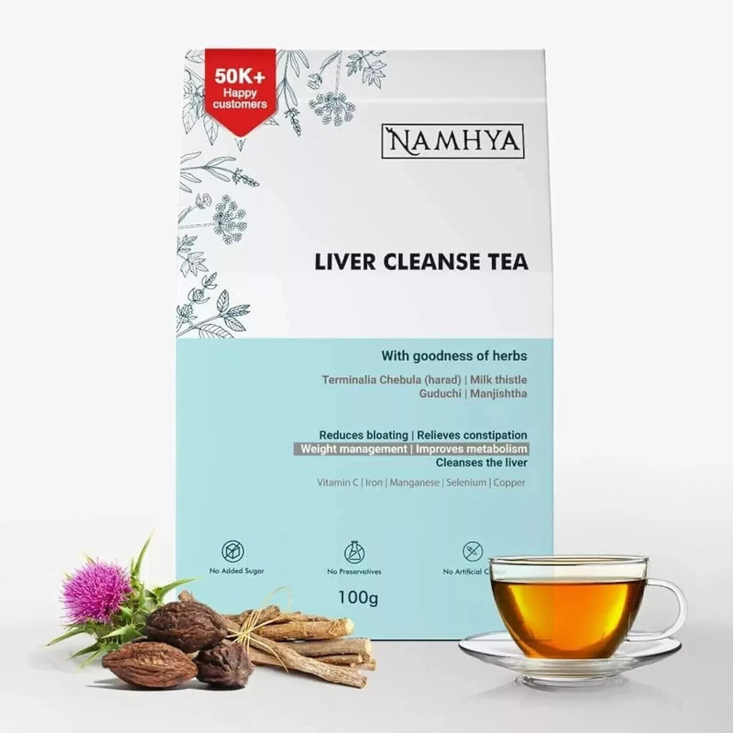 Namhya Liver cleanse Tea with Harad Milk Thistle 100G Free Shipping World Wide