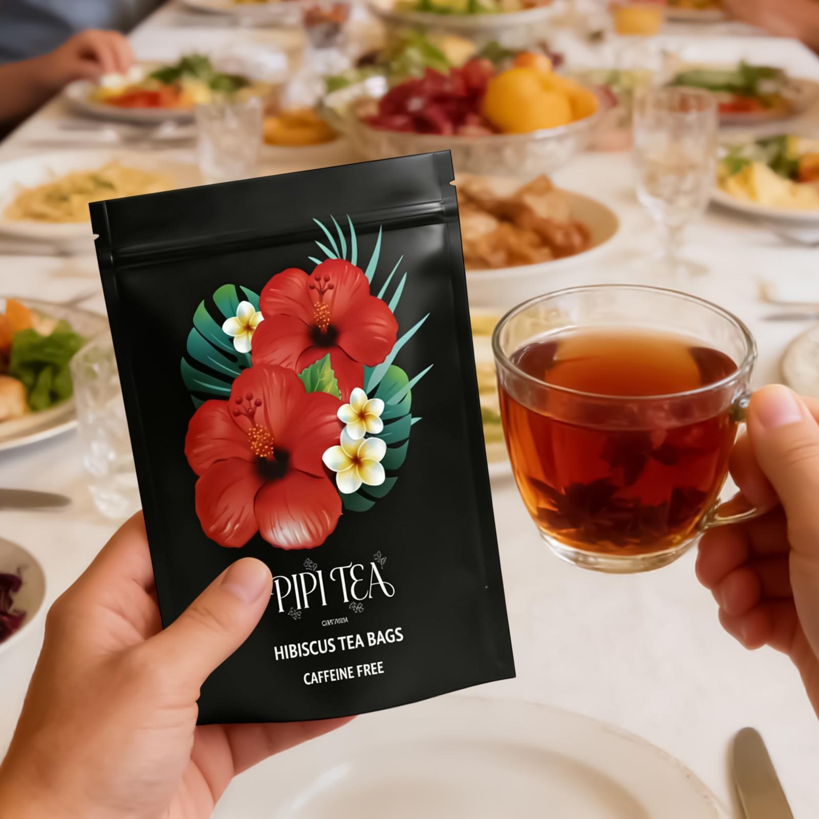 PiPi Tea Organic Hibiscus Tea Bags – Caffeine Free Herbal Tea Rich in Antioxi…