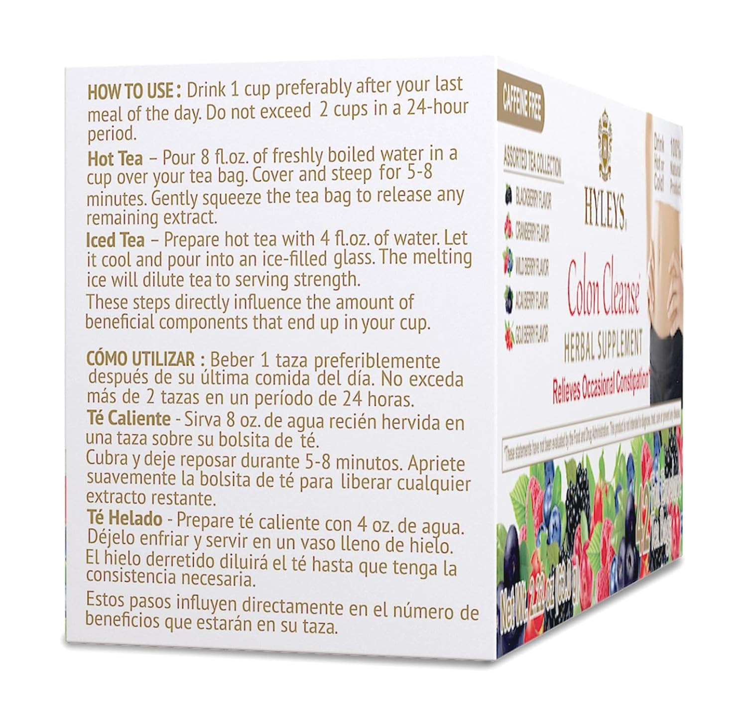 Hyleys Colon Cleanse Tea Assorted Flavors – 42 Tea Bags (1 Pack)
