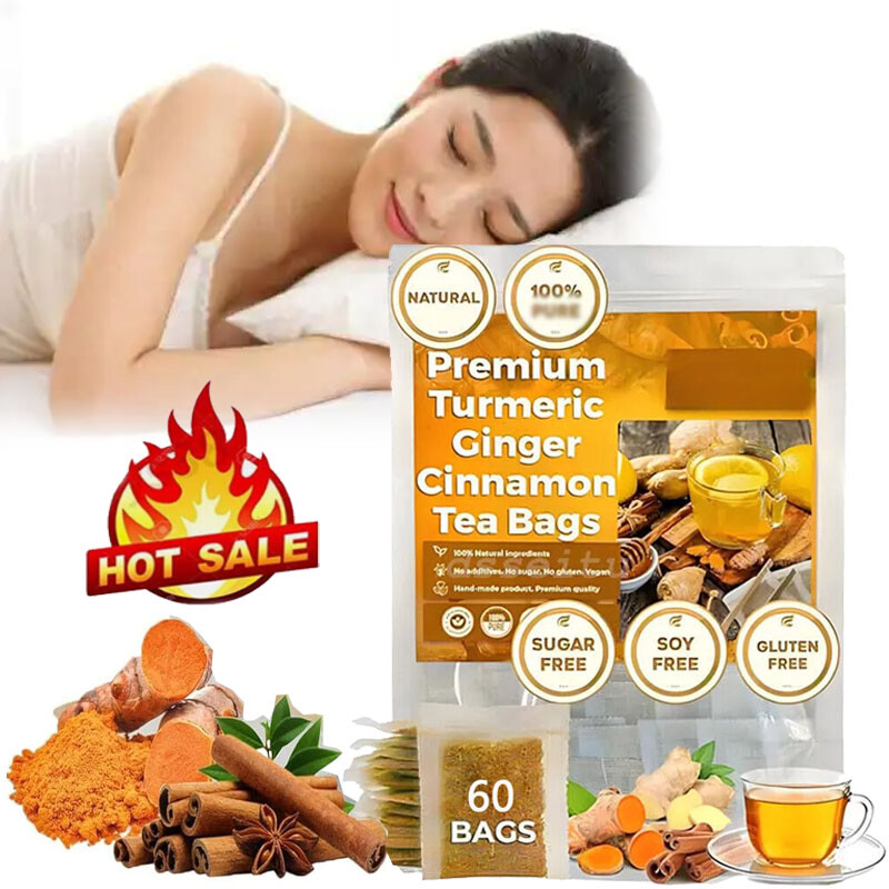 60-300 Turmeric,Ginger,Cinnamon Tea Bags,100% Natural,No Additives,Caffeine Free