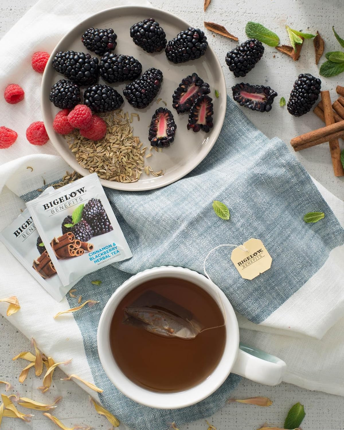 Bigelow Tea Benefits Balance Cinnamon & Blackberry Caffeine, 18 Count, Pack of 6