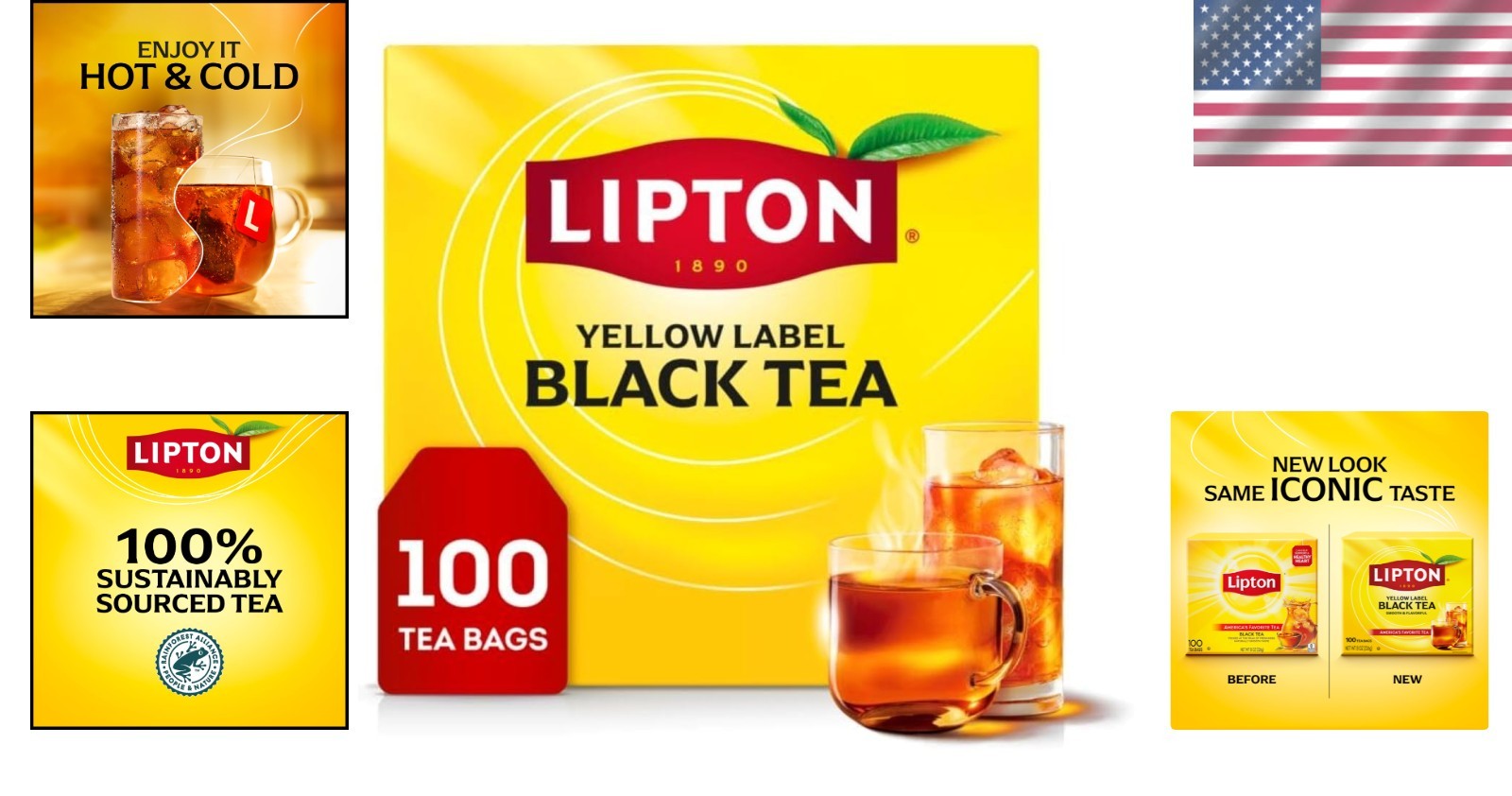 Indulge in Lipton Black Tea Bags – High Caffeine, 100 Bags for Anytime Enjoyment