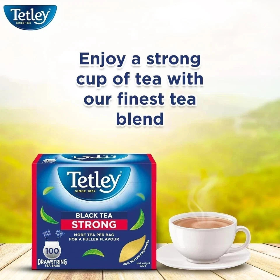Tetley Strong Black Tea | 100 Black Tea Bags ,220g