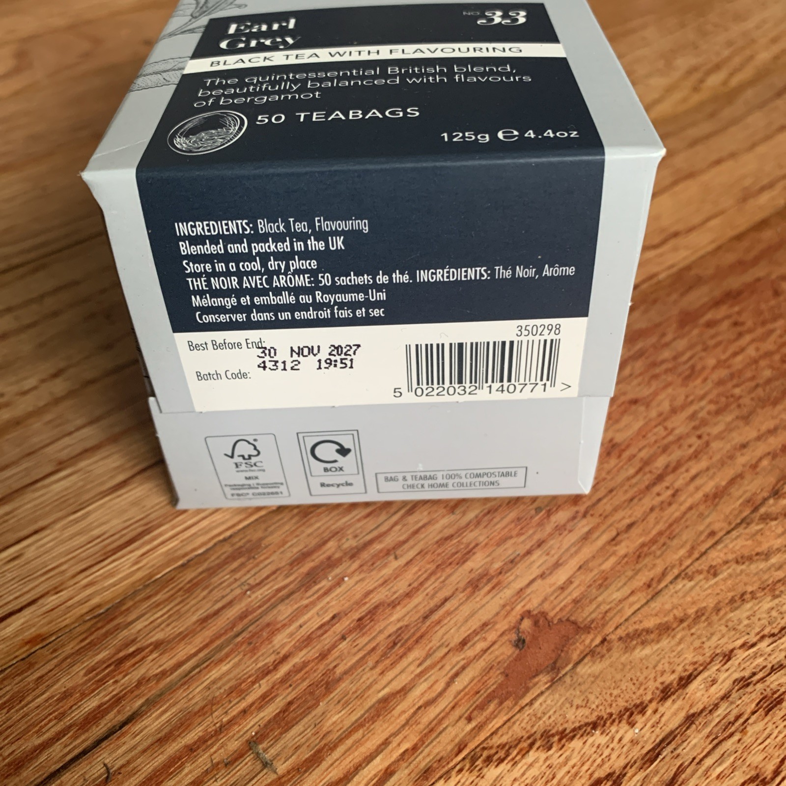 Whittard Earl Grey 50 Traditional Teabags 125g