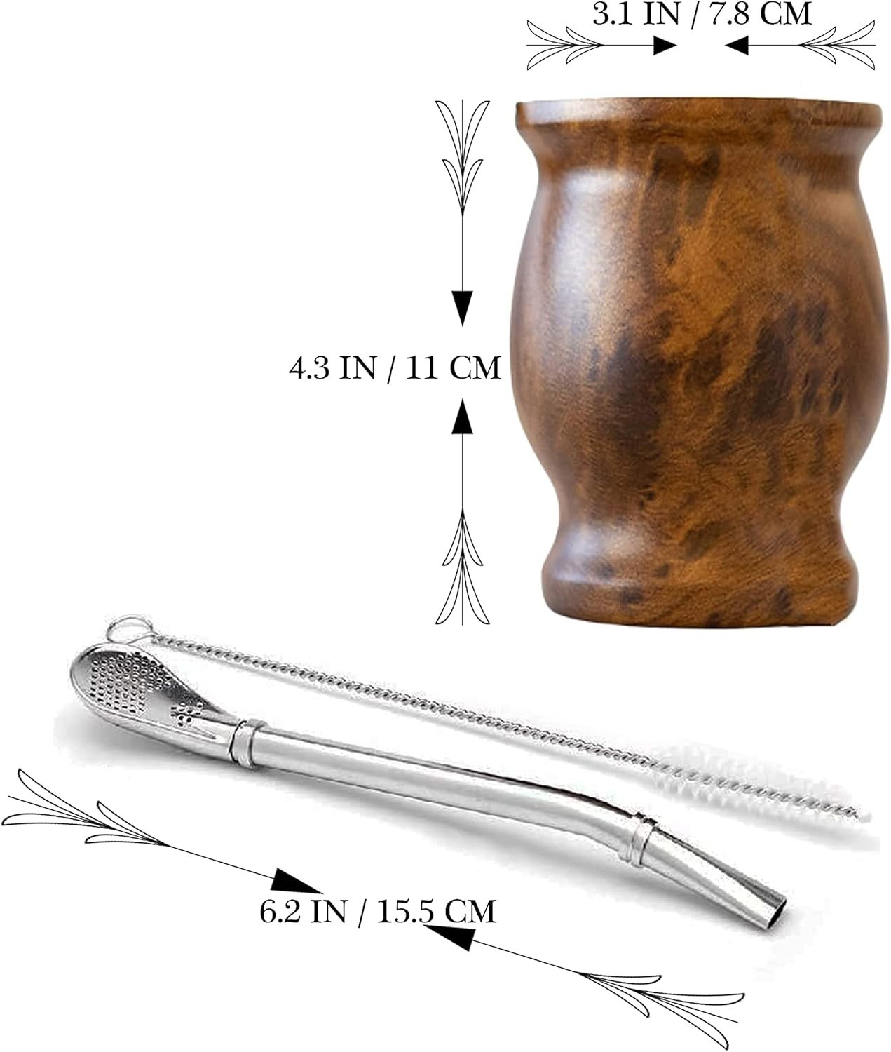 Yerba Mate Gourd Set (Original Natural Handmade Yerba Mate Cup Argentina) – Incl