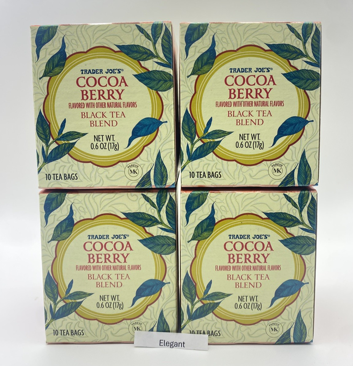 4 Packs Trader Joe’s Cocoa Berry Black Tea Blend 10 Tea bags Each, Total 40 bags