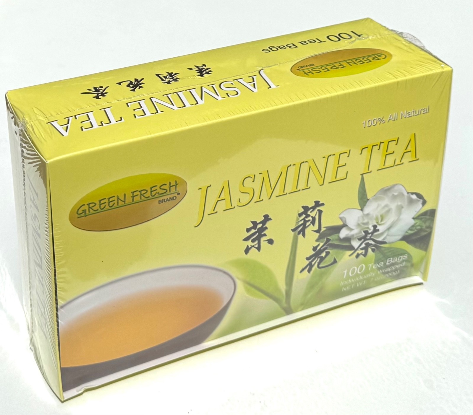 Green Fresh 100-Count Jasmine Tea Bags 100% Natural Handpicked from Fujiang 7oz